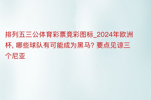 排列五三公体育彩票竞彩图标_2024年欧洲杯, 哪些球队有可能成为黑马? 要点见谅三个尼亚
