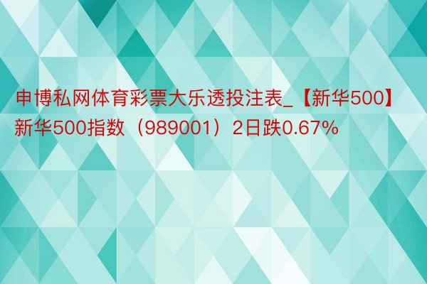 申博私网体育彩票大乐透投注表_【新华500】新华500指数（989001）2日跌0.67%