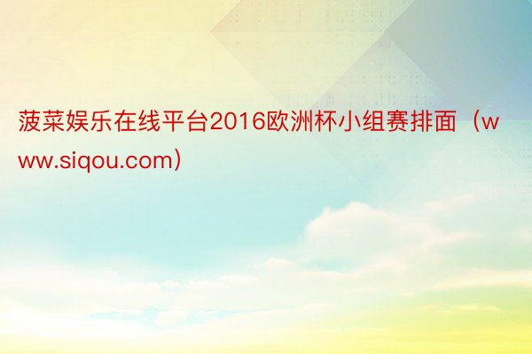 菠菜娱乐在线平台2016欧洲杯小组赛排面（www.siqou.com）
